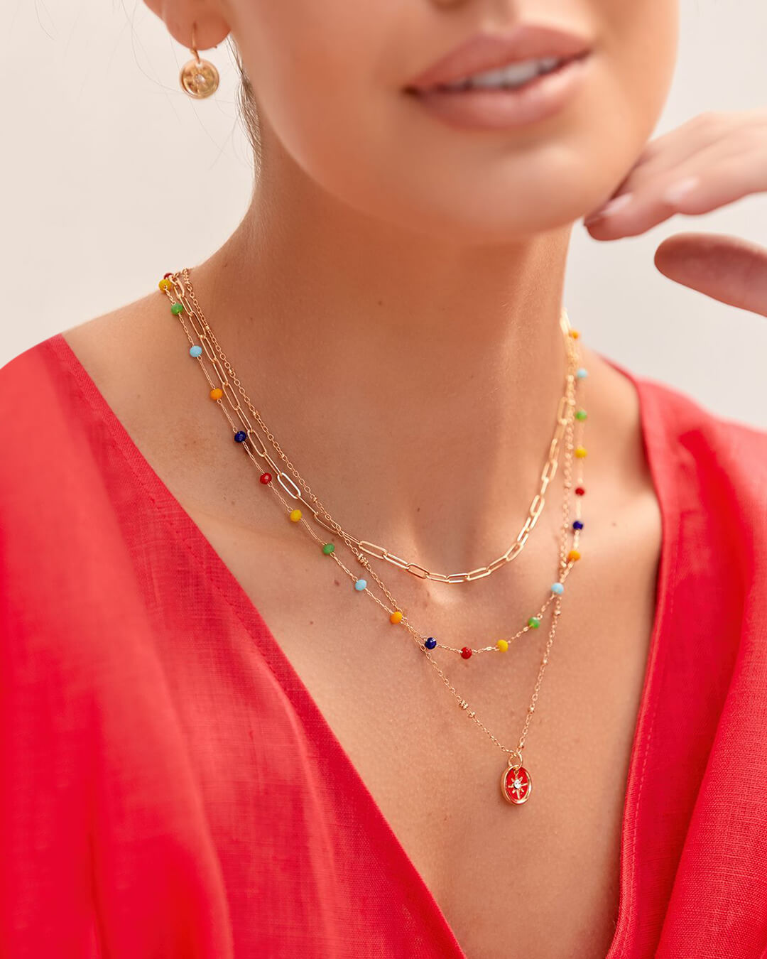 Star Charm Layered Bead Necklace