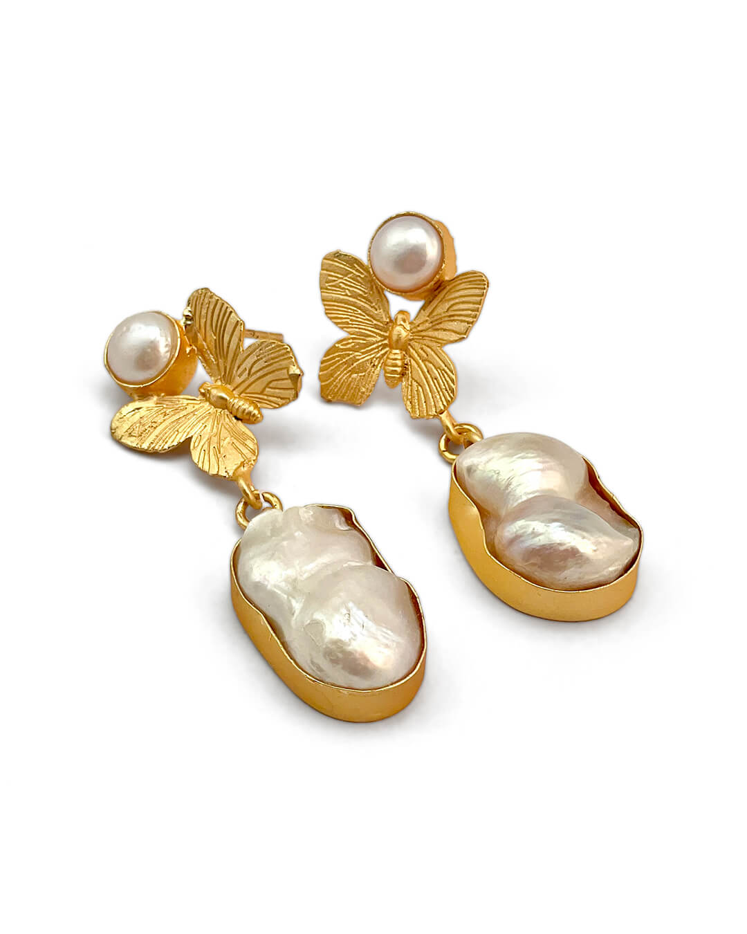 Baroque Pearl Butterfly Earrings