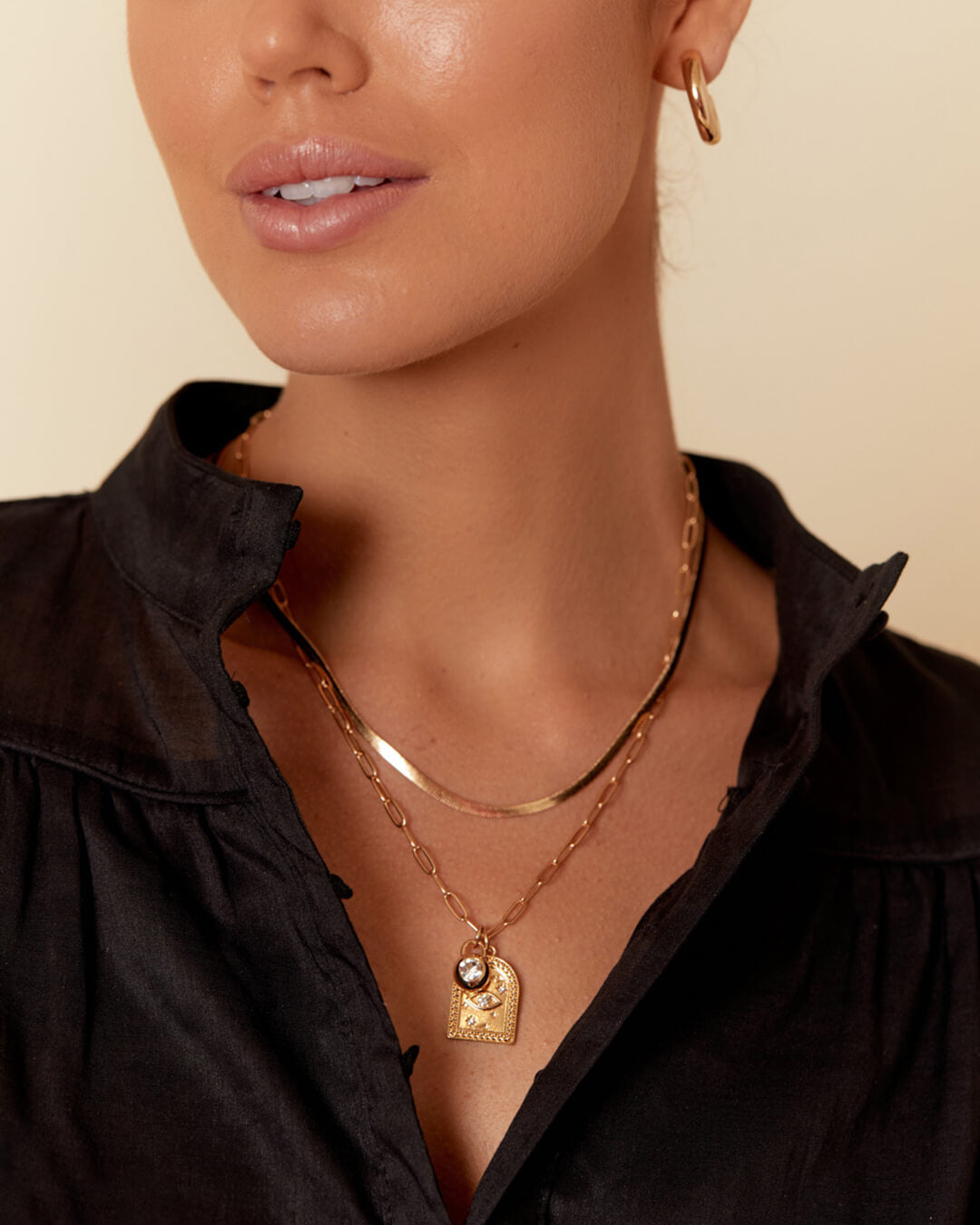 Arch Charm Layered Necklace