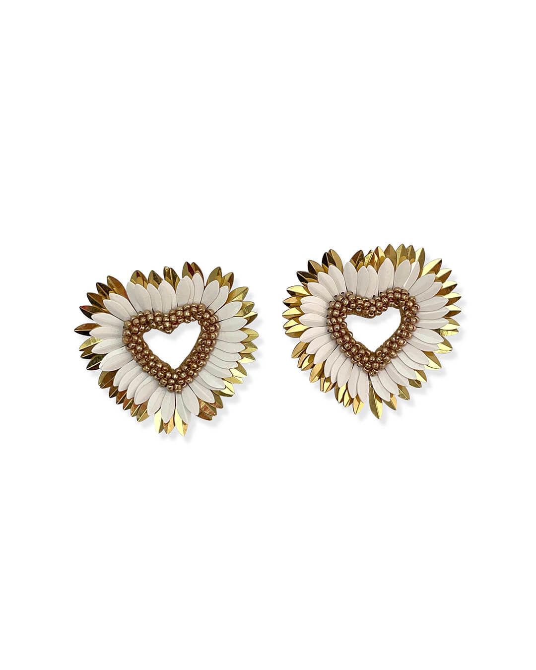 Beaded Halo Heart Earrings