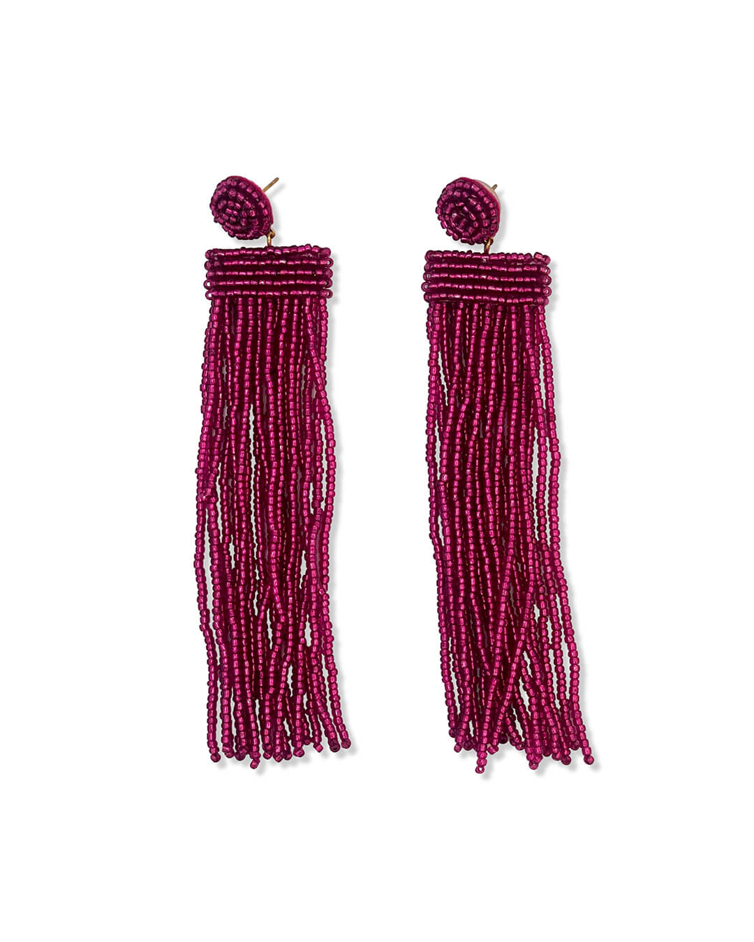 Beaded Tassel Statement Earrings