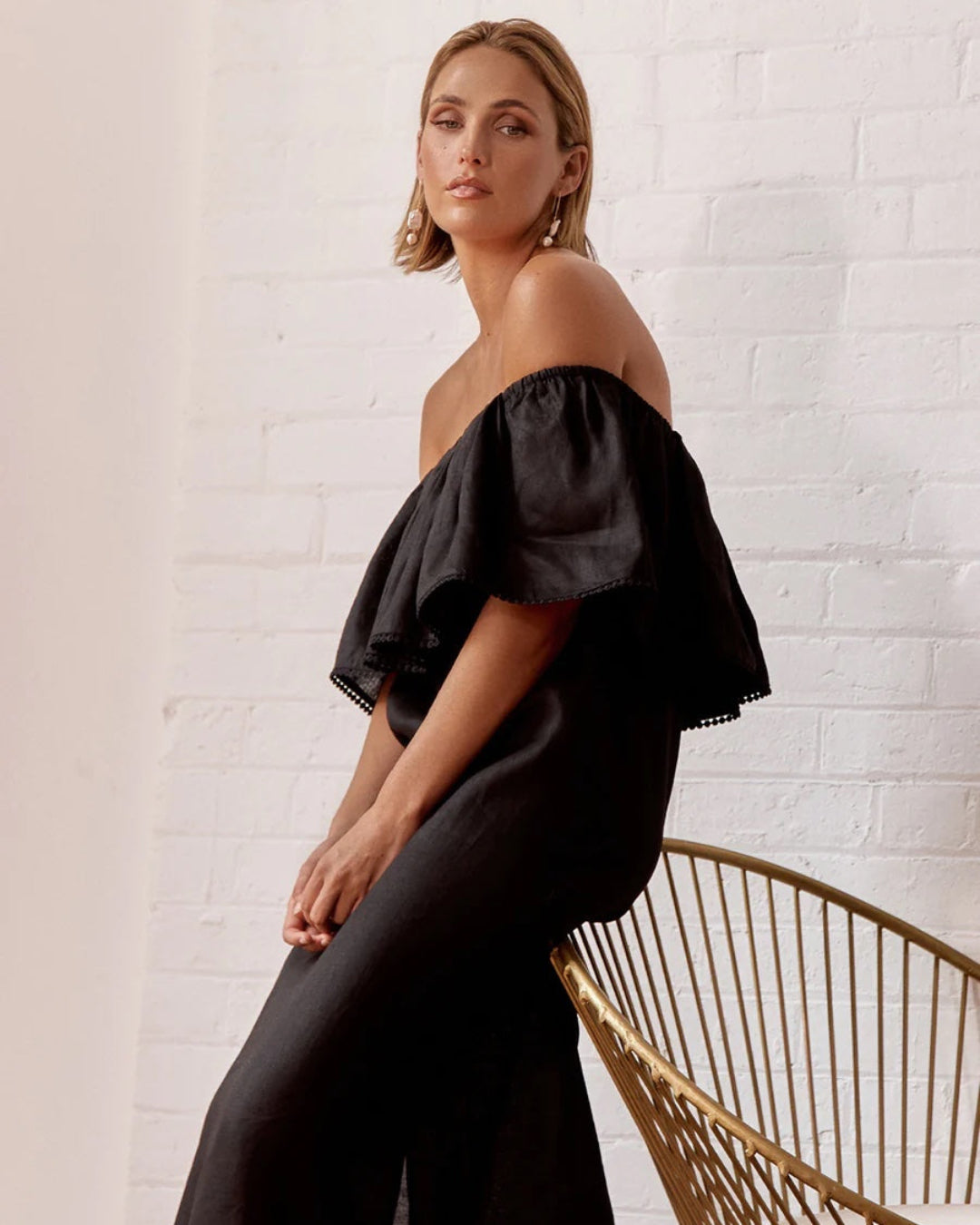 Bronte Lace Trim Linen Dress