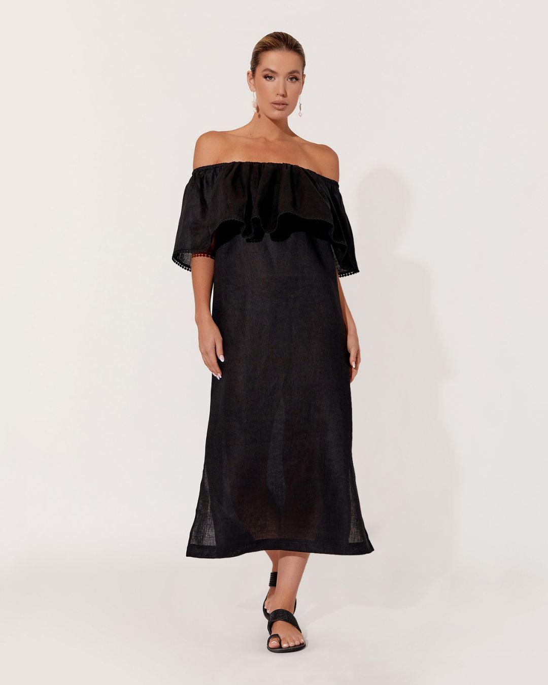 Bronte Lace Trim Linen Dress