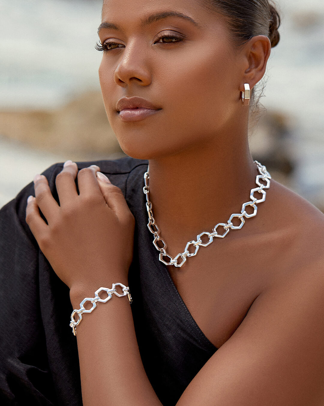 Chunky Geo Shapes Chain Bracelet