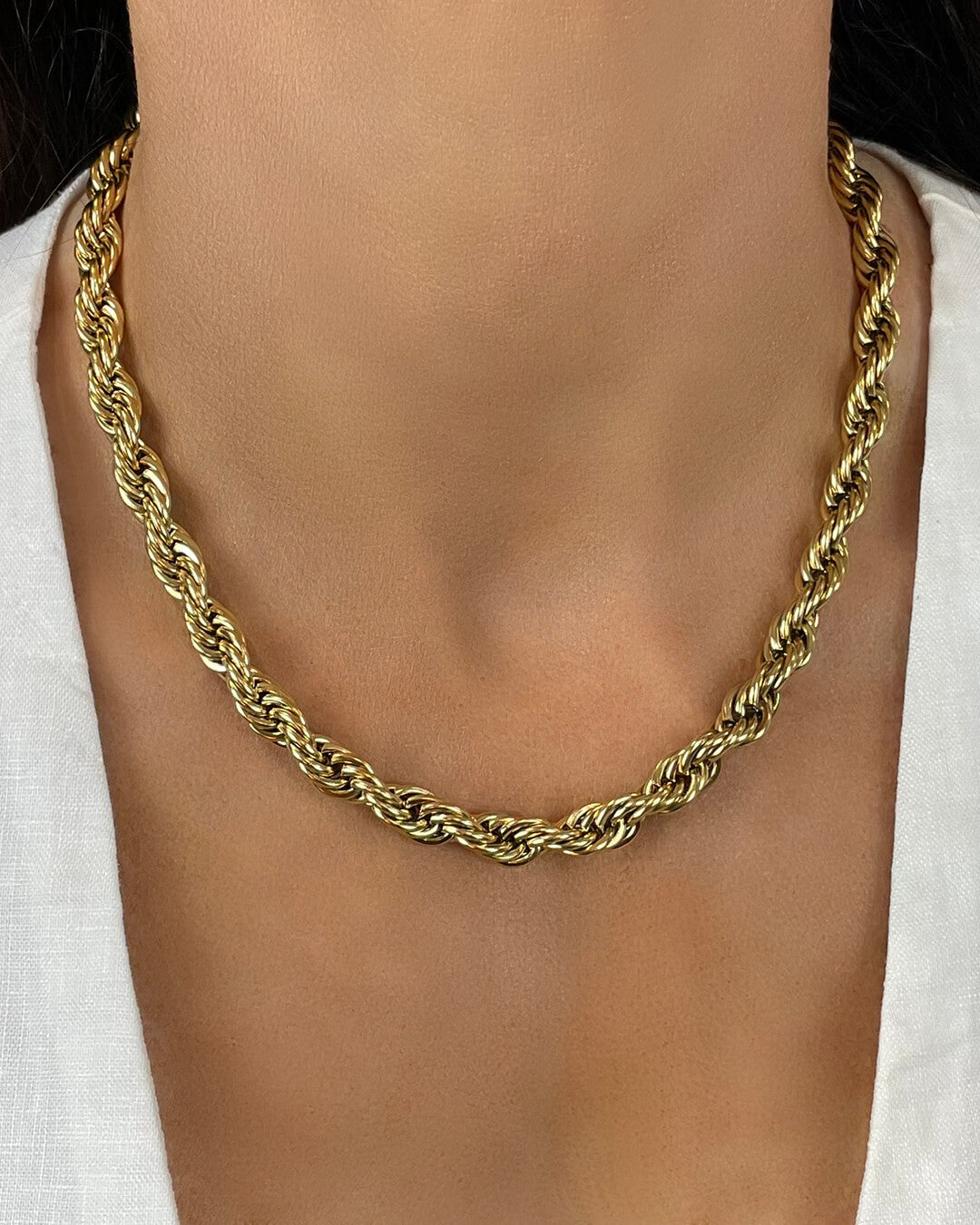Chunky Twisted Gold Chain Necklace