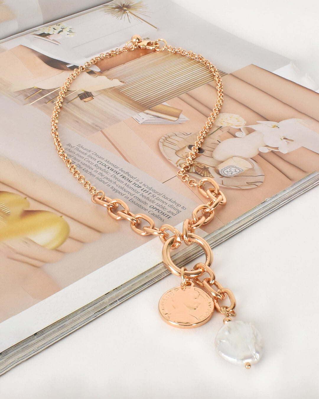 Pearl Coin Drop Mid Necklace