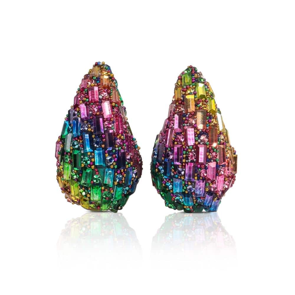Rainbow Colour Diamant Droplet Shape Earrings