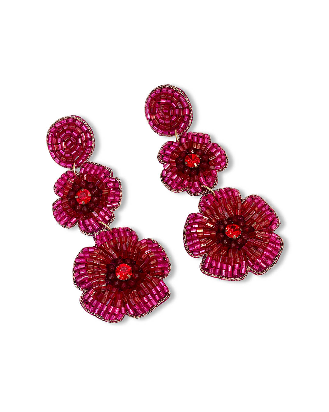 Multi Layer Flower Bead Statement Earrings