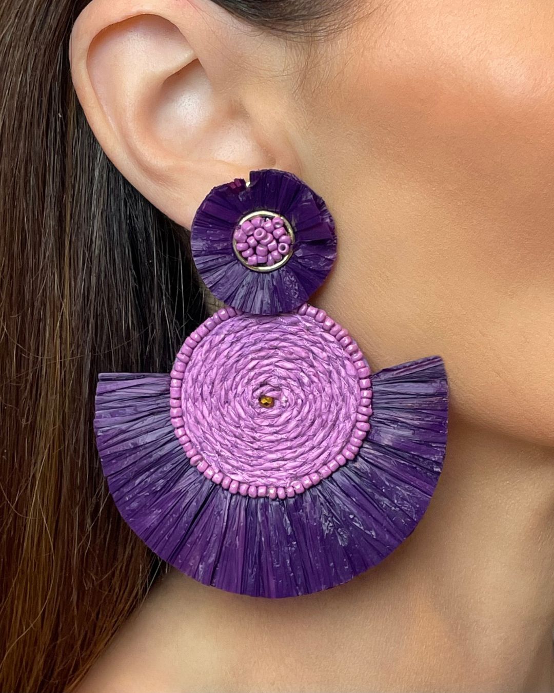 Raffia Disc Statement Earrings
