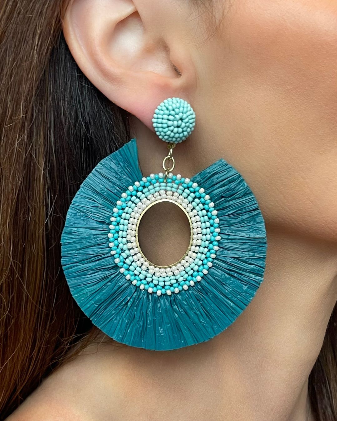 Thalia Teal Statement Earrings