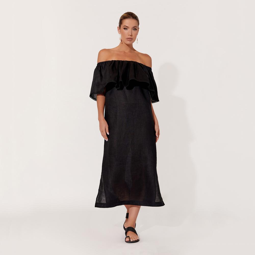 Bronte Lace Trim Linen Dress