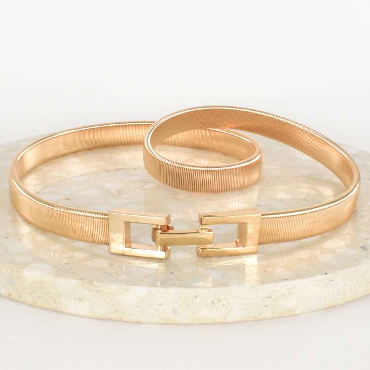 Gold Metal Slinky Event Belt with Gold Clasp