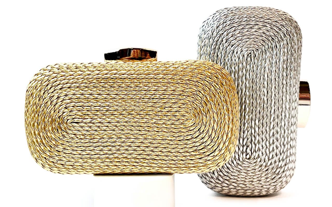 A Gold And A Silver Metallic Cord Hard Clutch