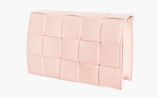 Pink wide plait vegan leather handbag