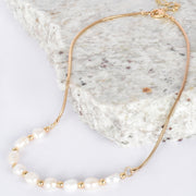 Short gold plated and freshwater pearl necklace