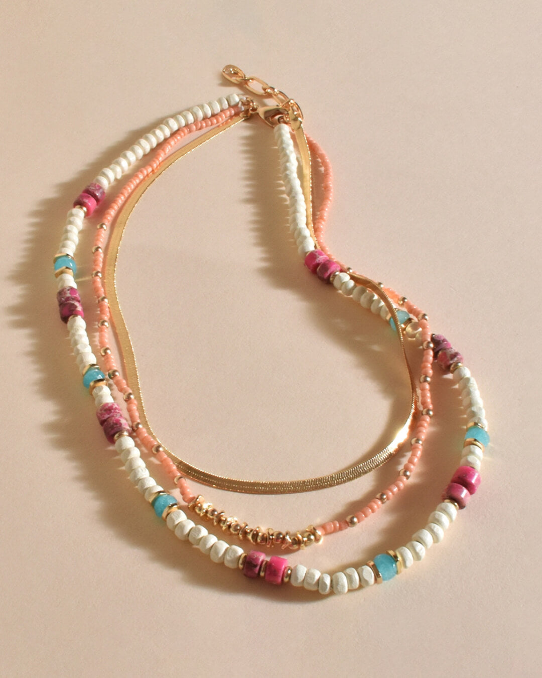 Mixed Bead Panels Layered Necklace