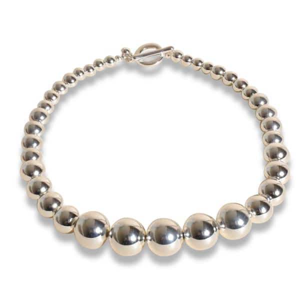 SIlver Mixed Metal Ball Beads Loop & Toggle Closure Event Necklace