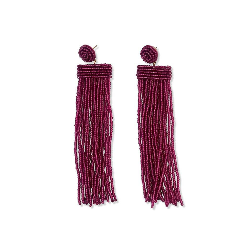 Maroon tassel deals earrings