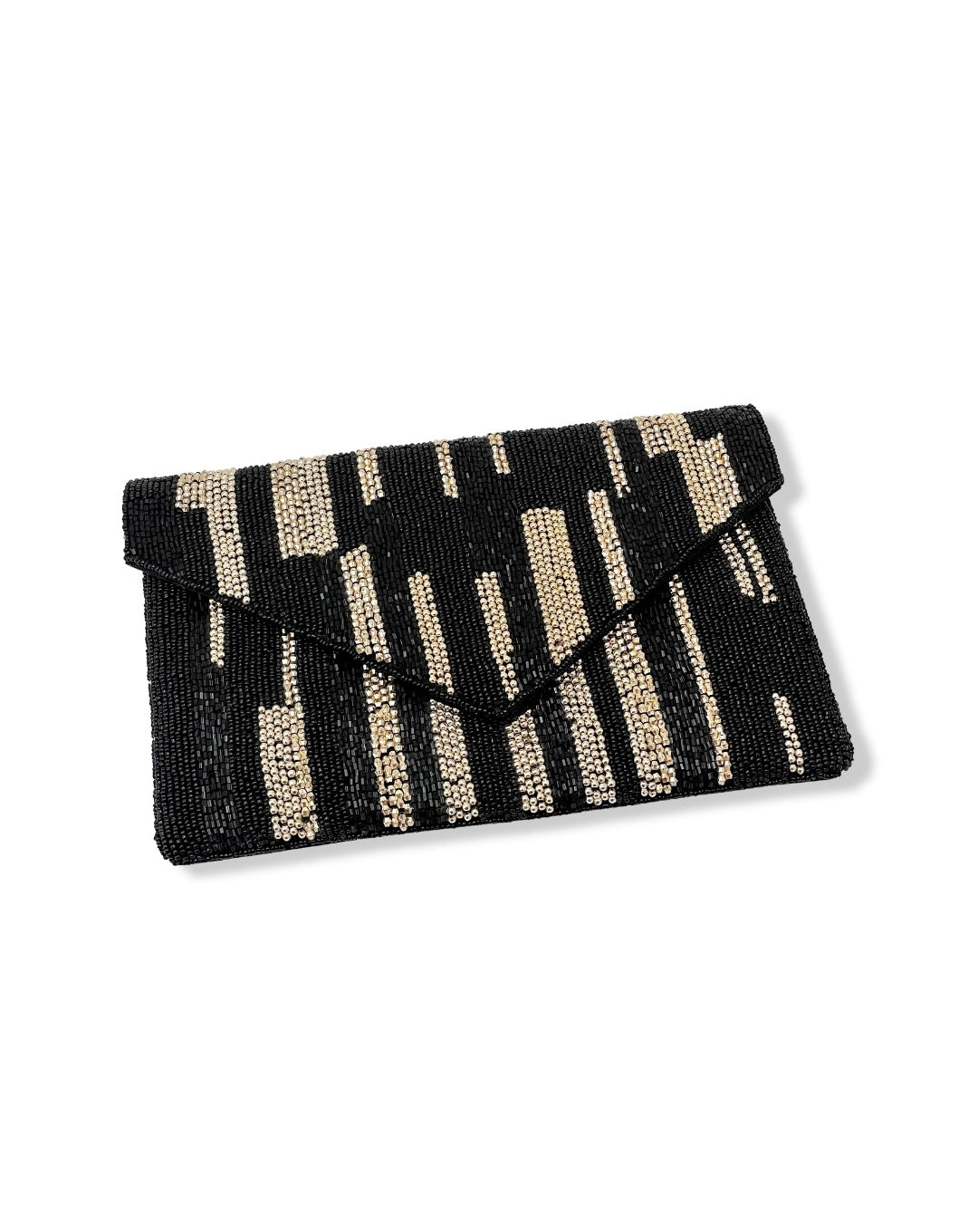 Black and Gold Varied Beaded Clutch
