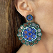 Blue and Green  Mirror Statement Earrings
