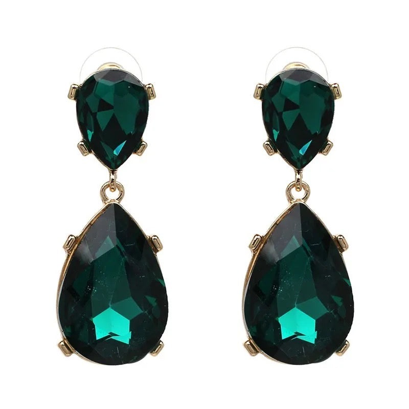  Pear Shaped Drop Earrings Emerald