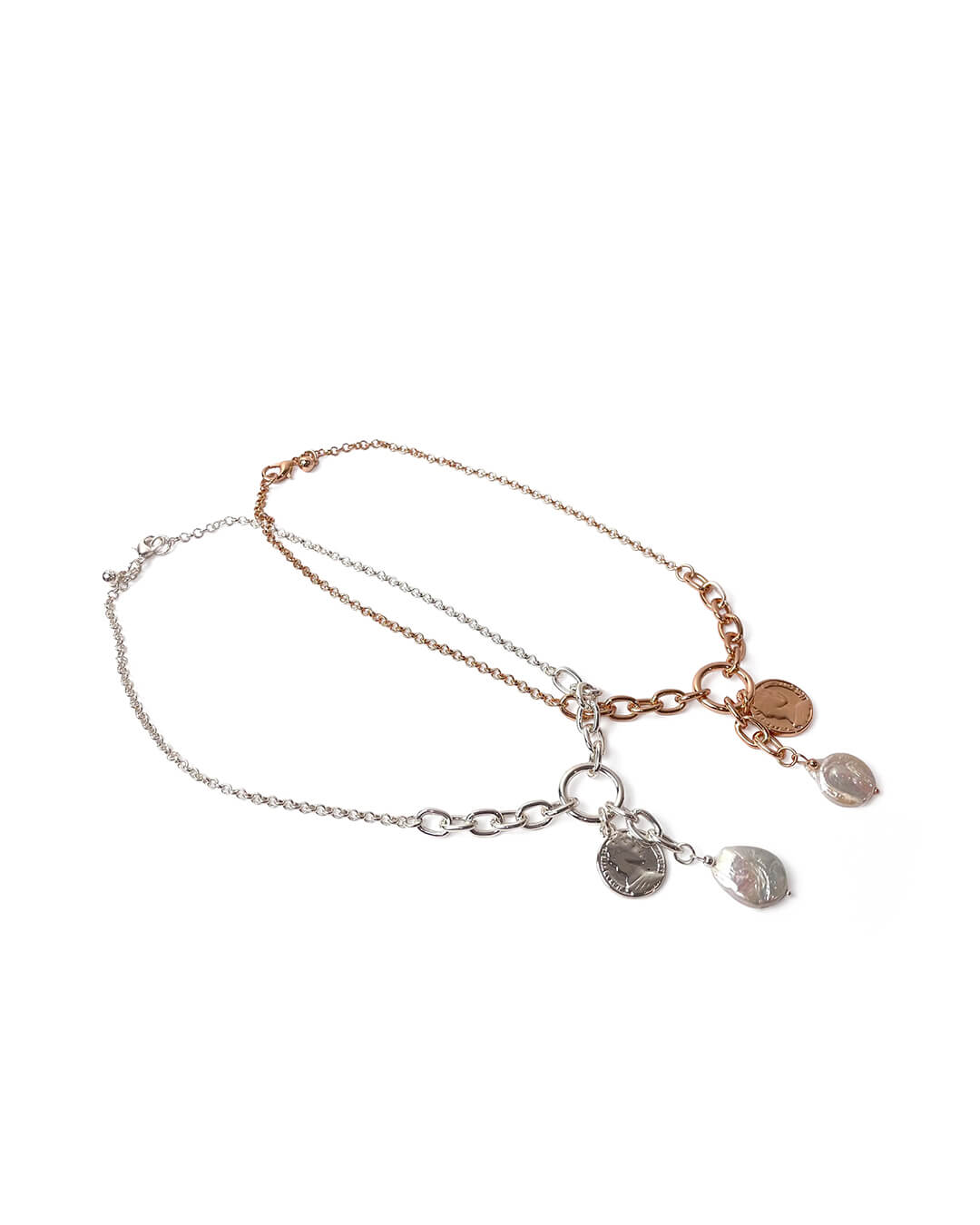 Pearl Coin Drop Mid Necklace