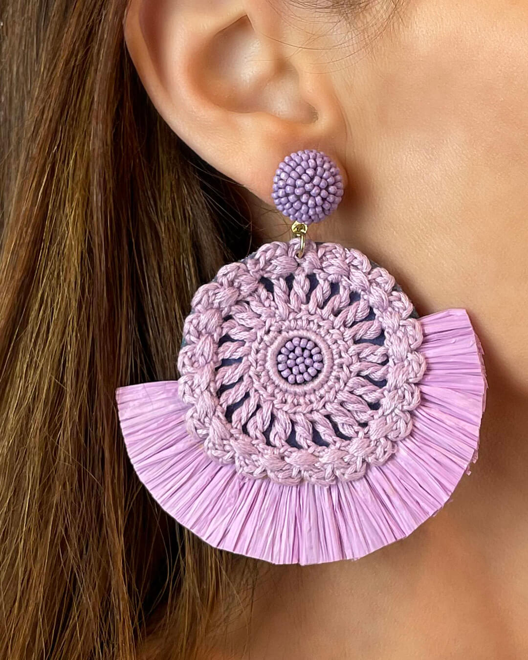 Crochet Bead Statement Earrings