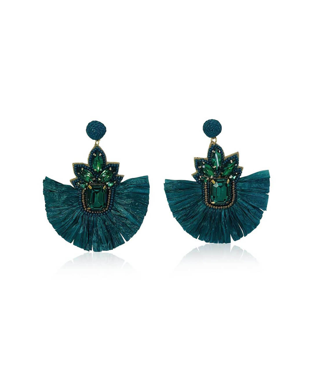 Emerald Raffia Statement Earrings