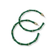 Gold Colour and Green Enamel Large Hoop Earrings, Nickel Free, 925 Silver plated Brass