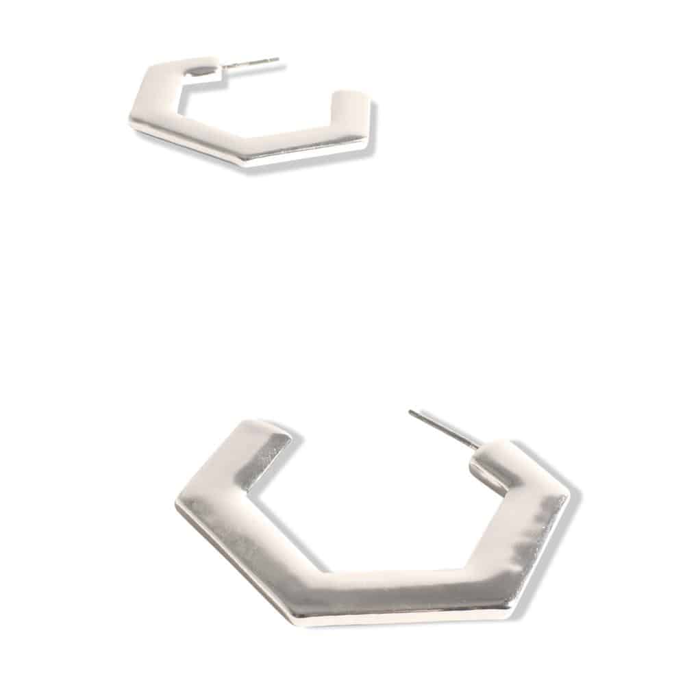 Geometric Silver Plated Hoop Earrings