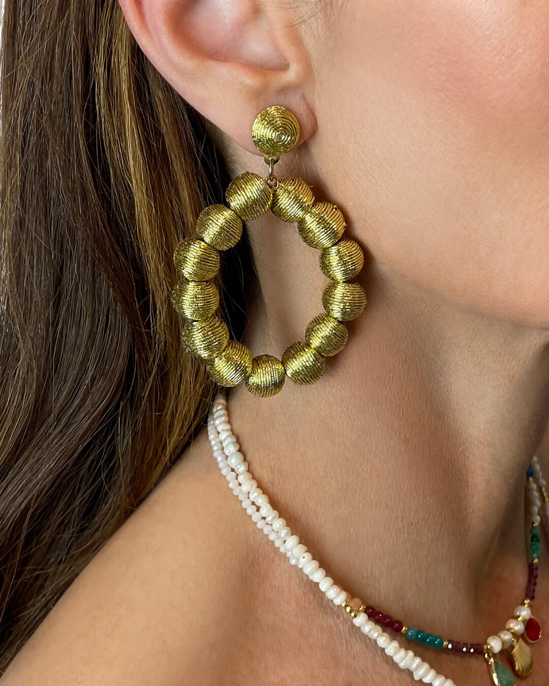 Gold Ball Statement Earrings