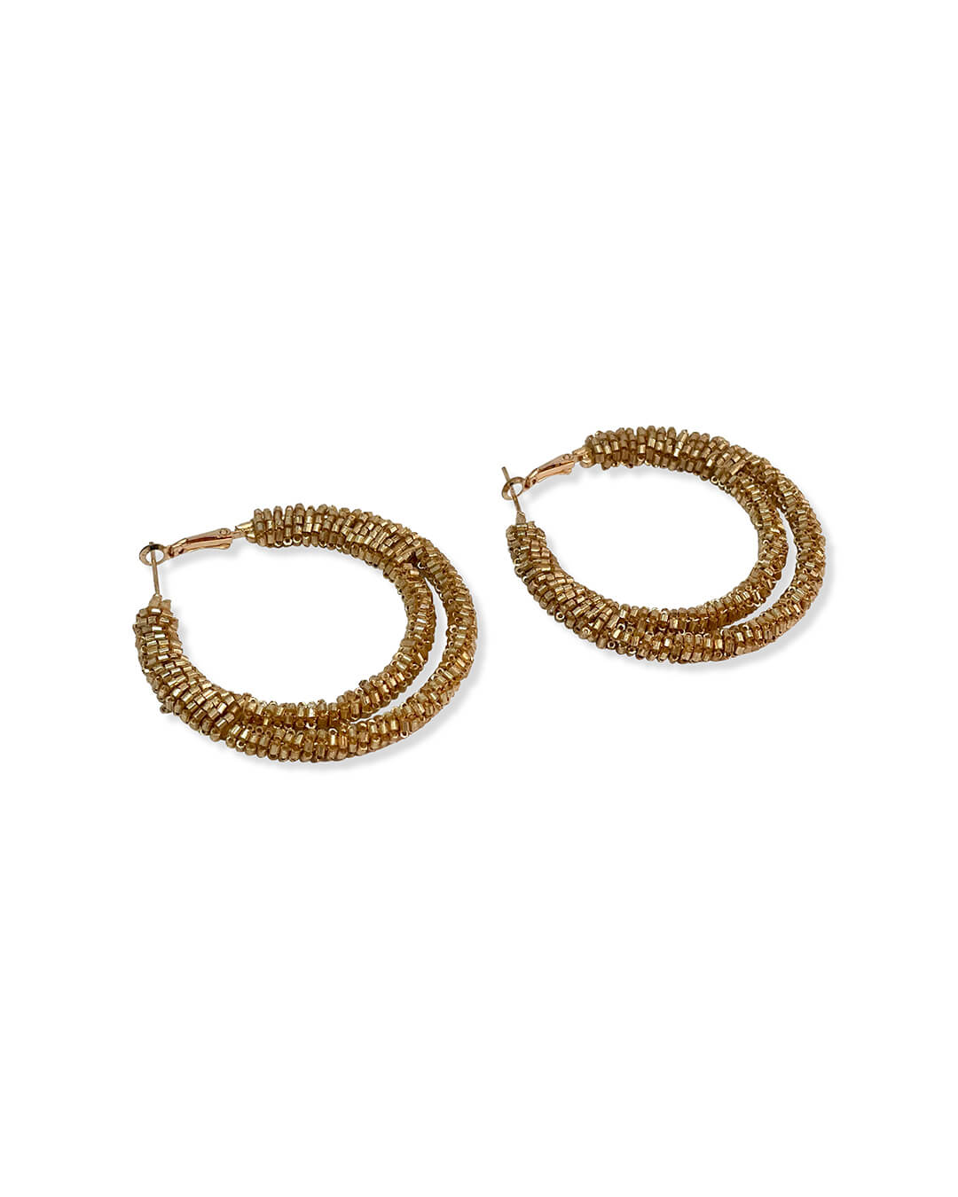 Gold Bead Hoop Earrings