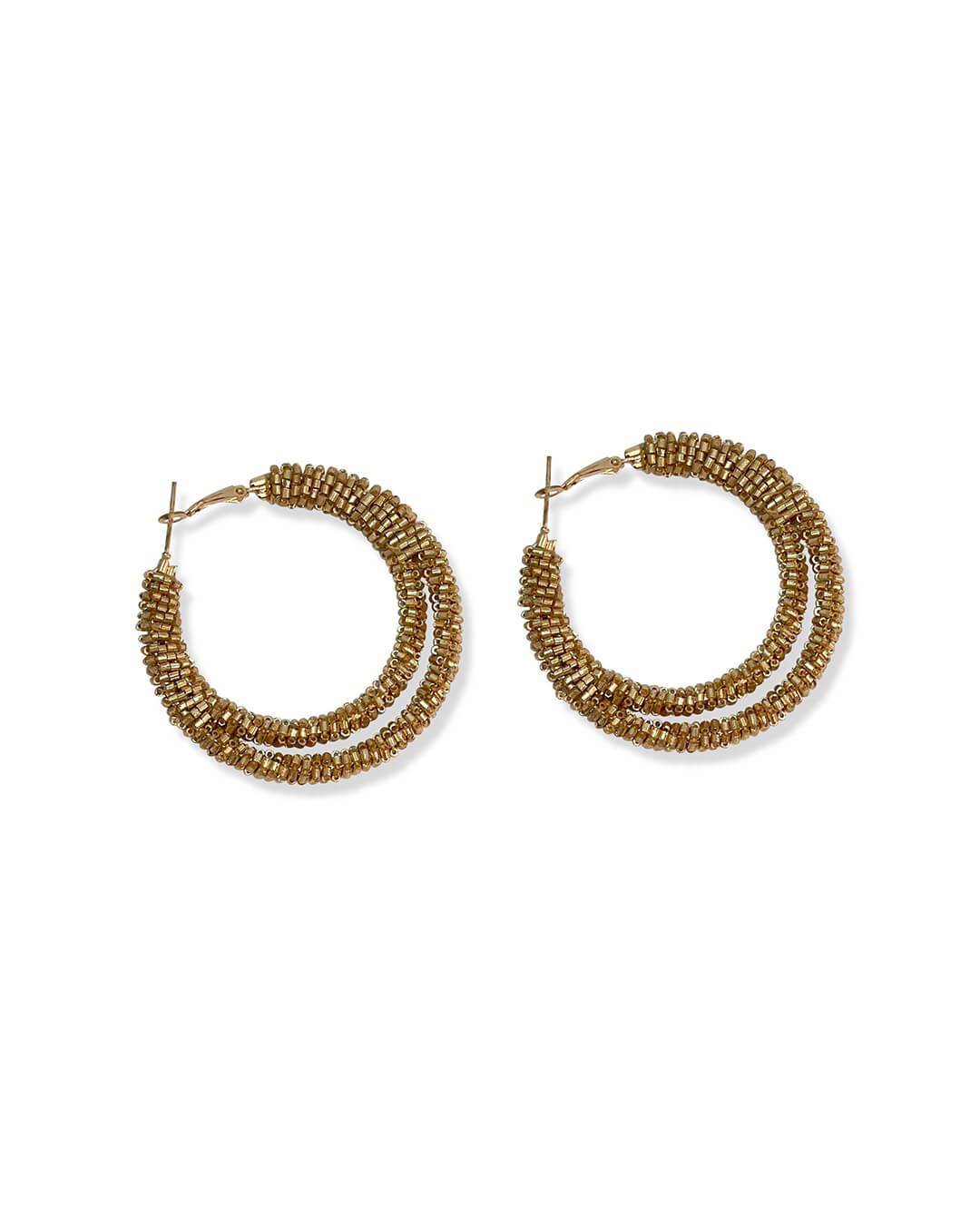 Gold Bead Hoop Earrings