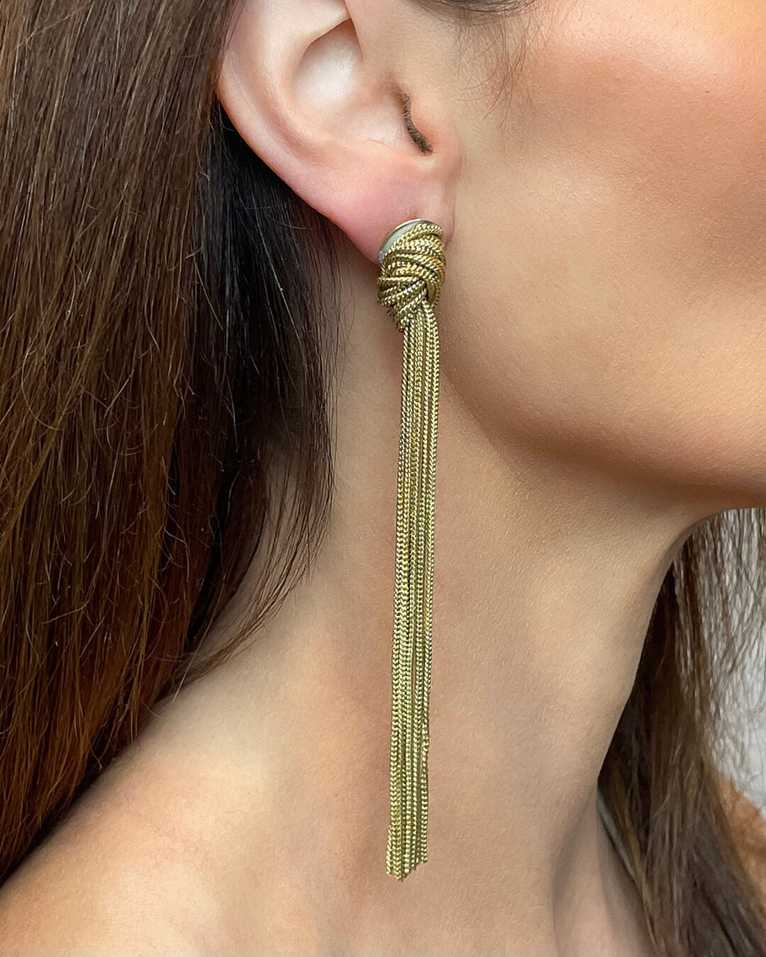 Gold Chain Tassel Earrings