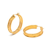 18K gold plated Hammered hoop earrings Nickel Free