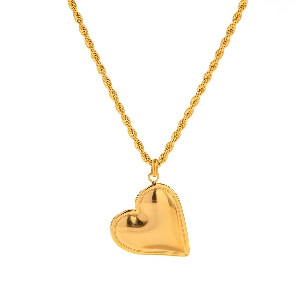 18K Gold Plated Stainless Steel Pendant Heart Necklace