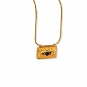 18K Gold Plated Snake Chain Necklace Featuring Eye Pendant