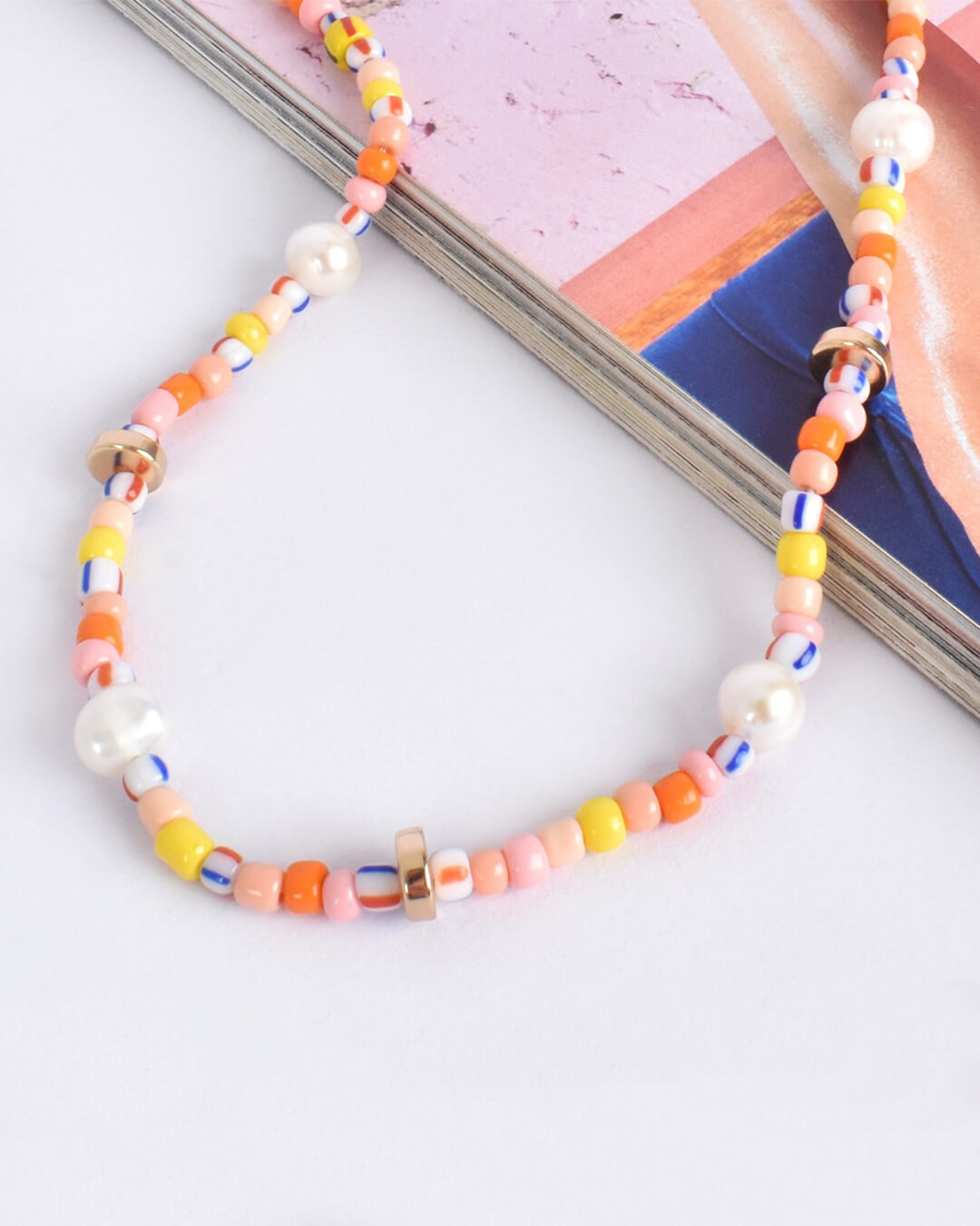 Mixed Bead Pearl Short Necklace