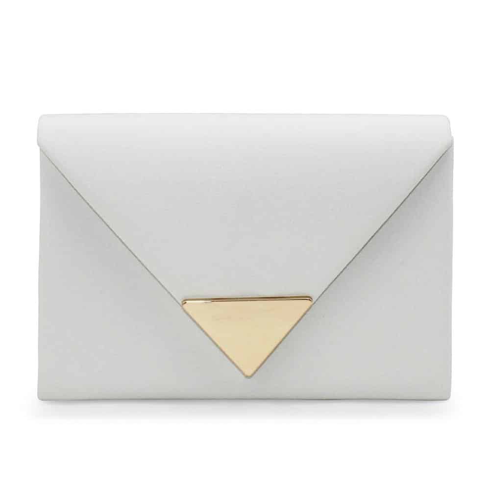 Vegan Leather Flap Over Clutch in White