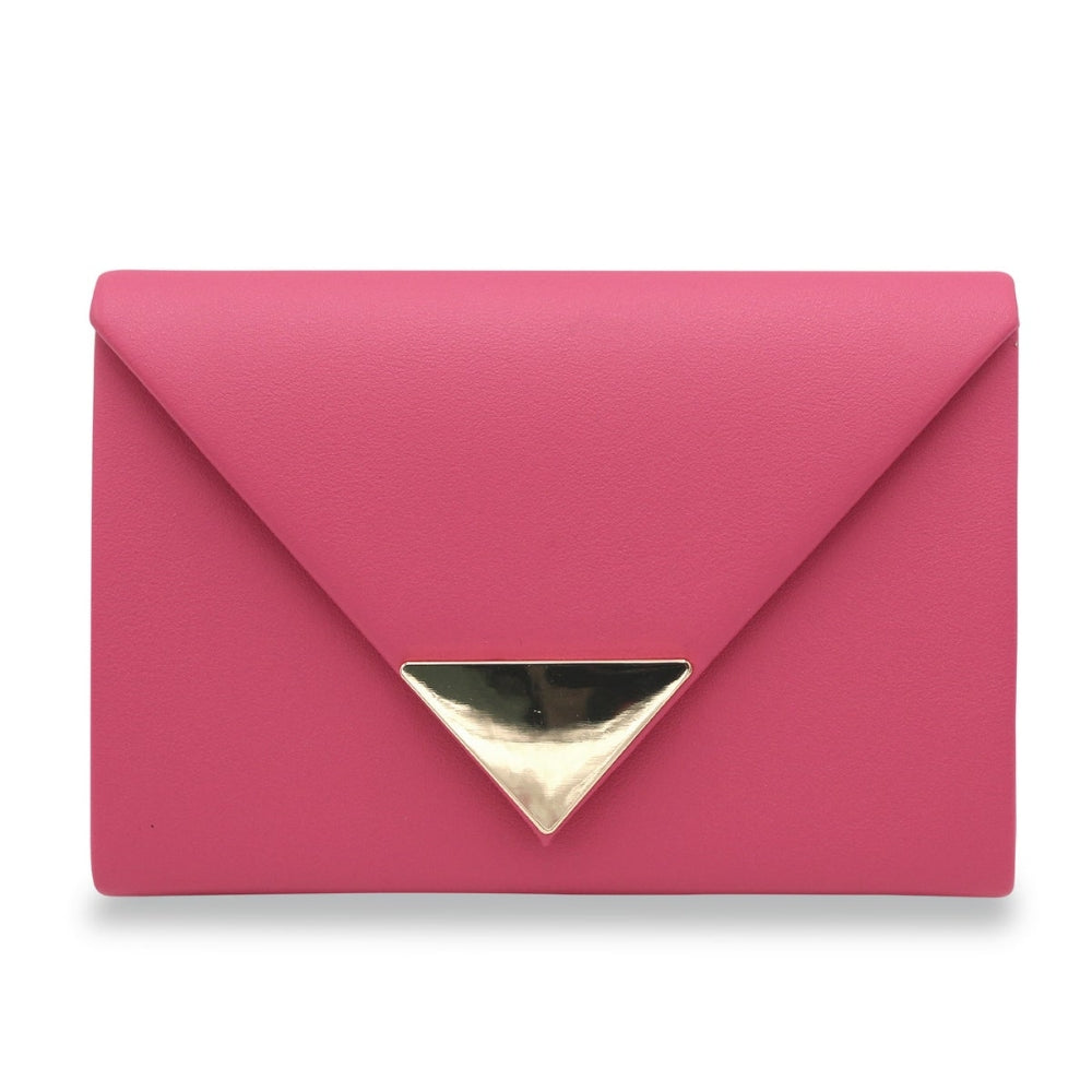 Vegan Leather Flap Over Clutch Hot Pink