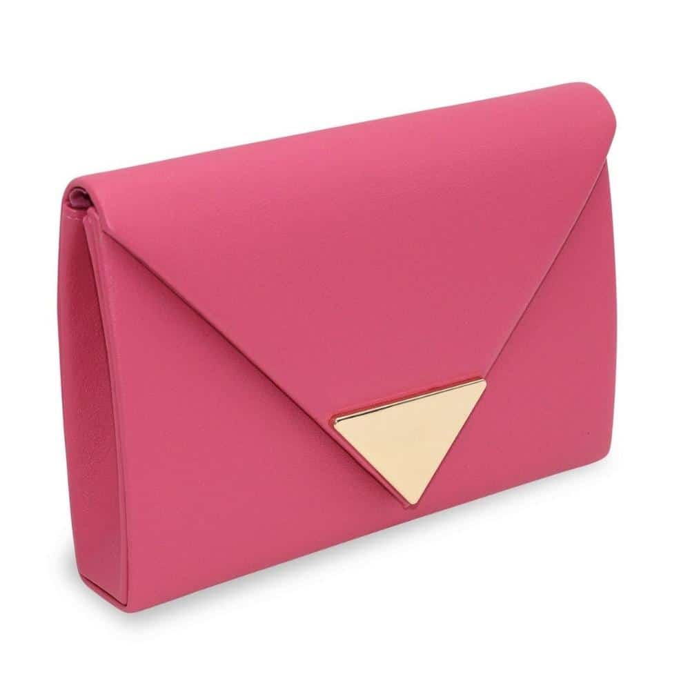 Vegan Leather Flap Over Clutch Hot Pink