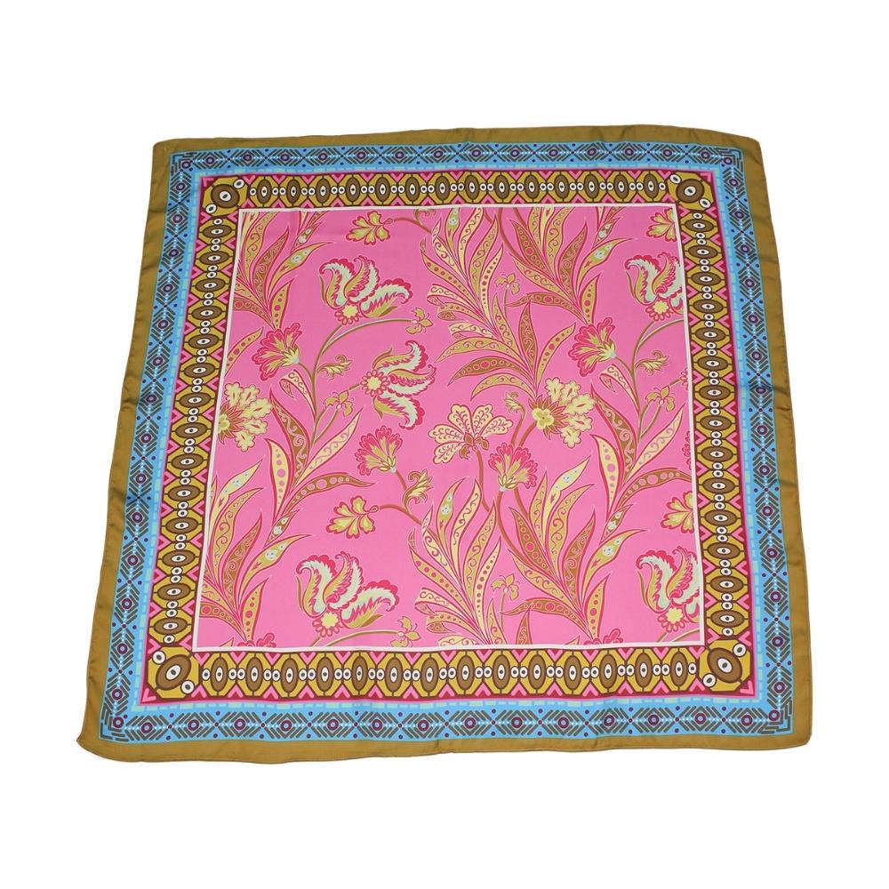 Pink floral  square floral scarf 