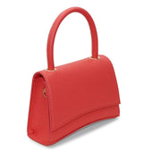Coral Colour Vegan Leather Top Handle Bag