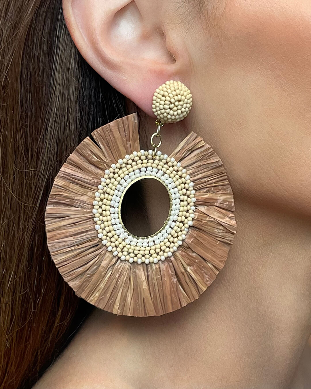 Natural Raffia Statement Earrings