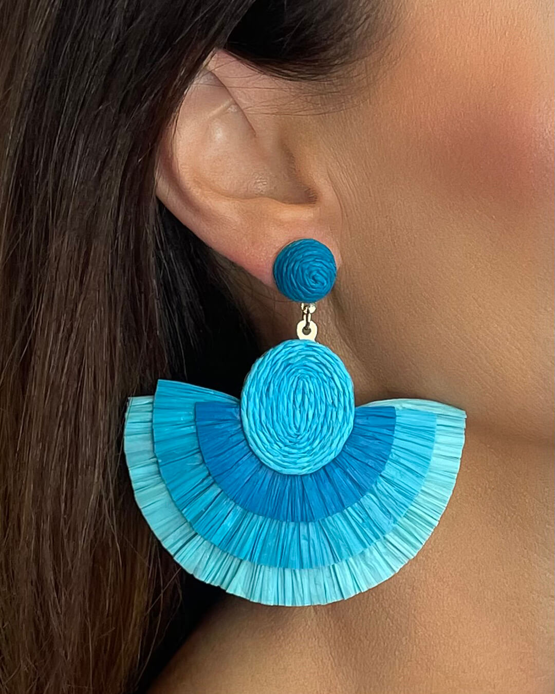 Ombre Raffia Statement Earrings