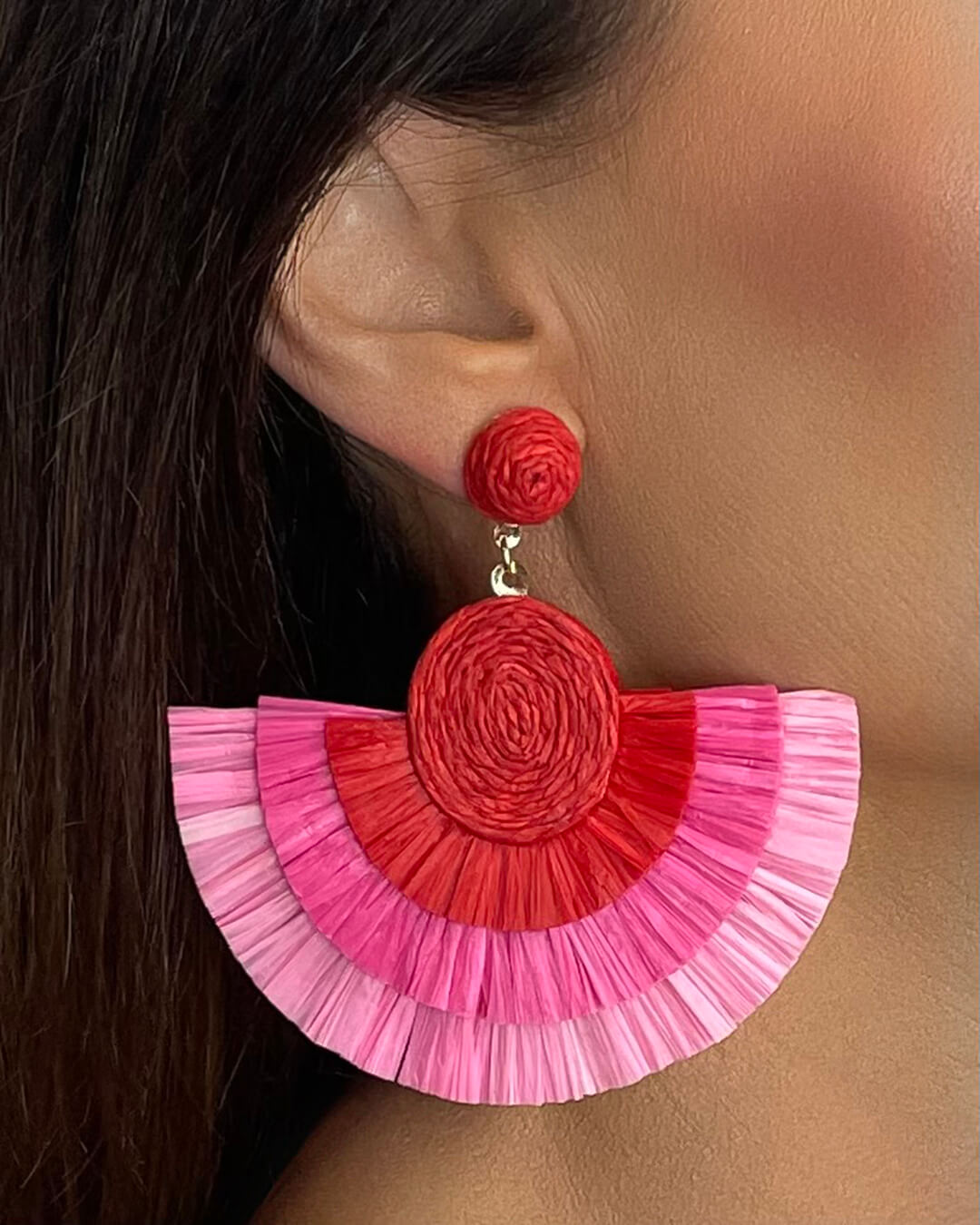 Ombre Raffia Statement Earrings