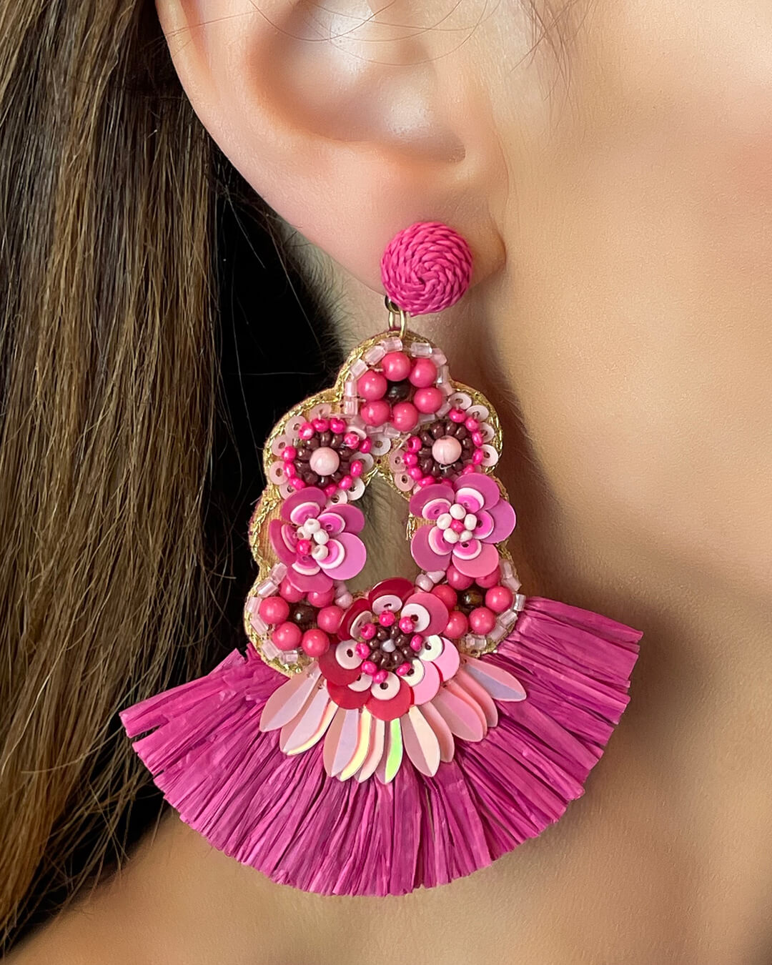 Pink Fiesta Statement Earrings
