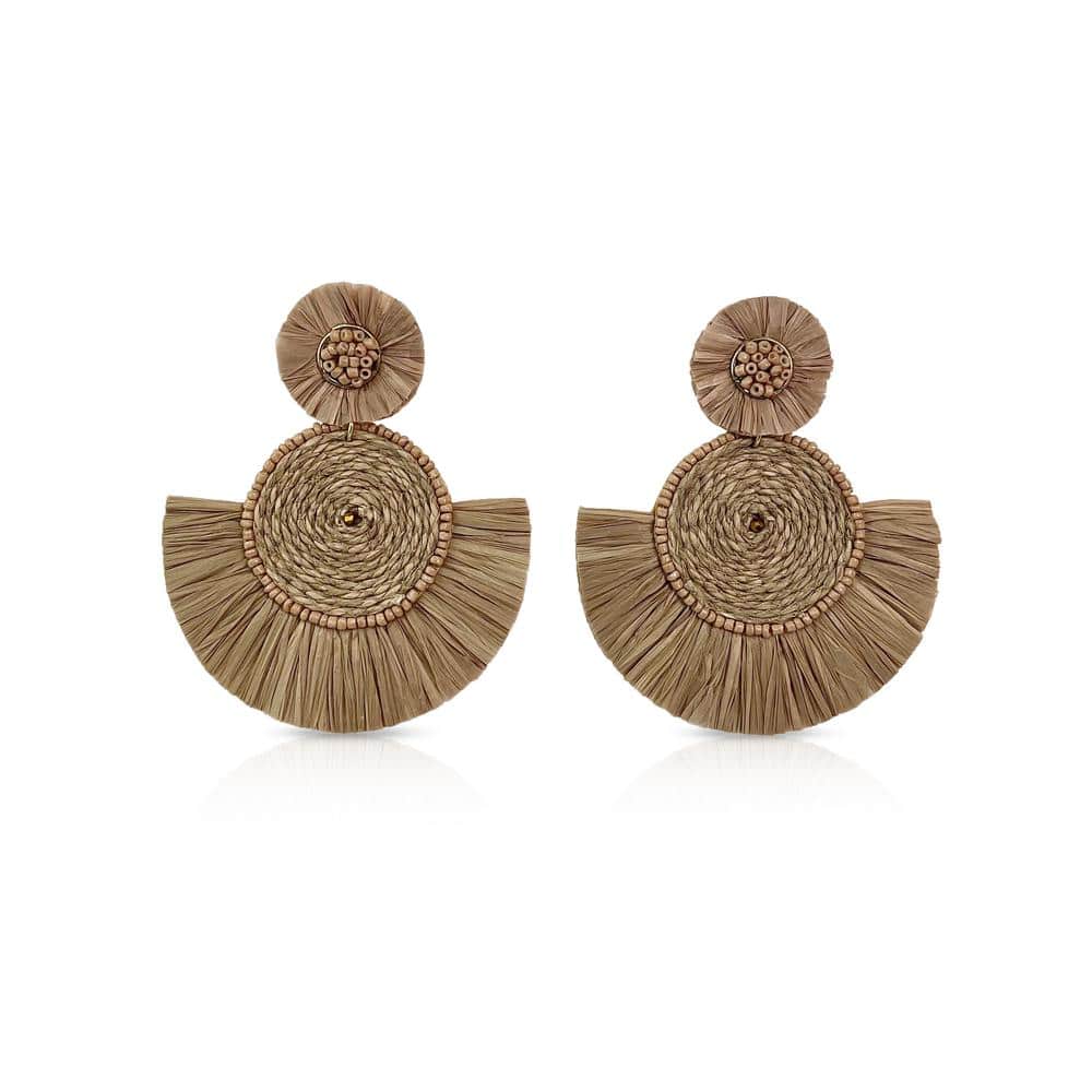 Raffia Disc Statement Earrings