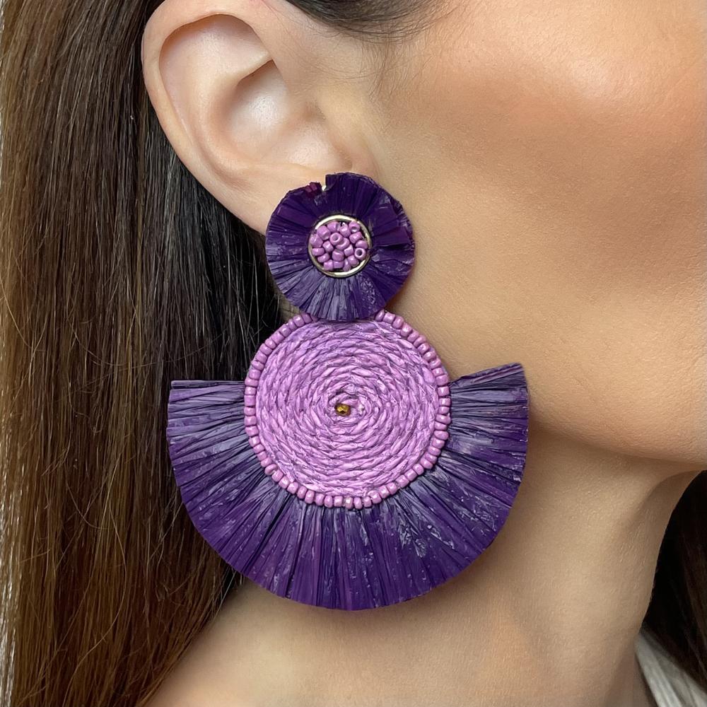 Raffia Disc Statement Earrings