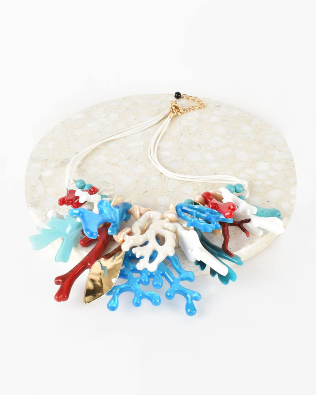 Red Resin Cord Seascape Necklace